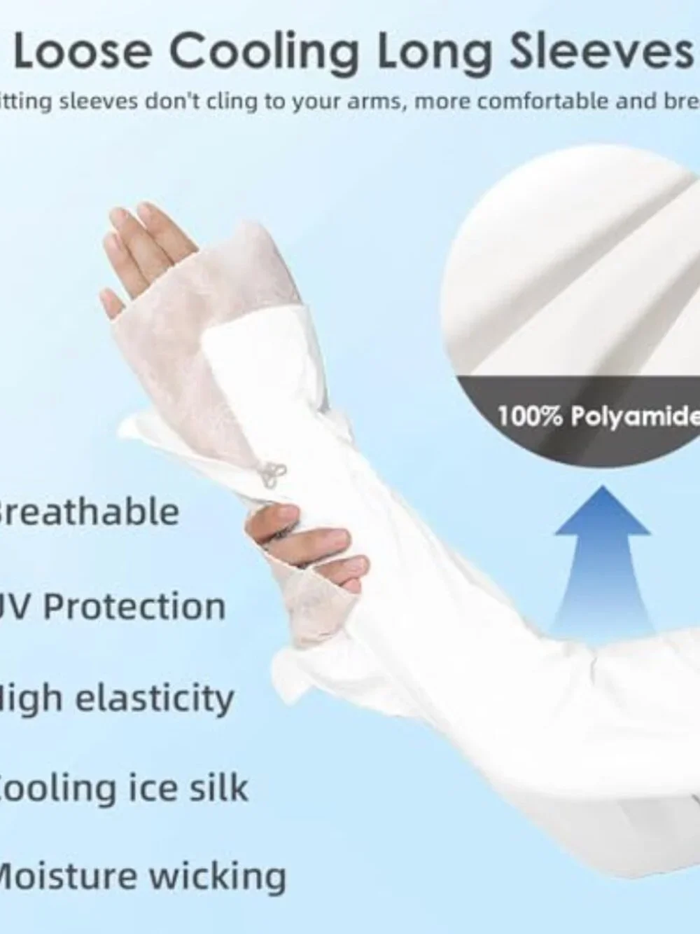 Sun Protection Arm Sleeves for Women UPF 50+ Cooling Elastic with Lace Cuffs